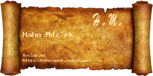 Hahn Márk névjegykártya