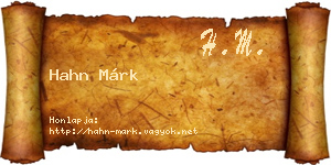 Hahn Márk névjegykártya